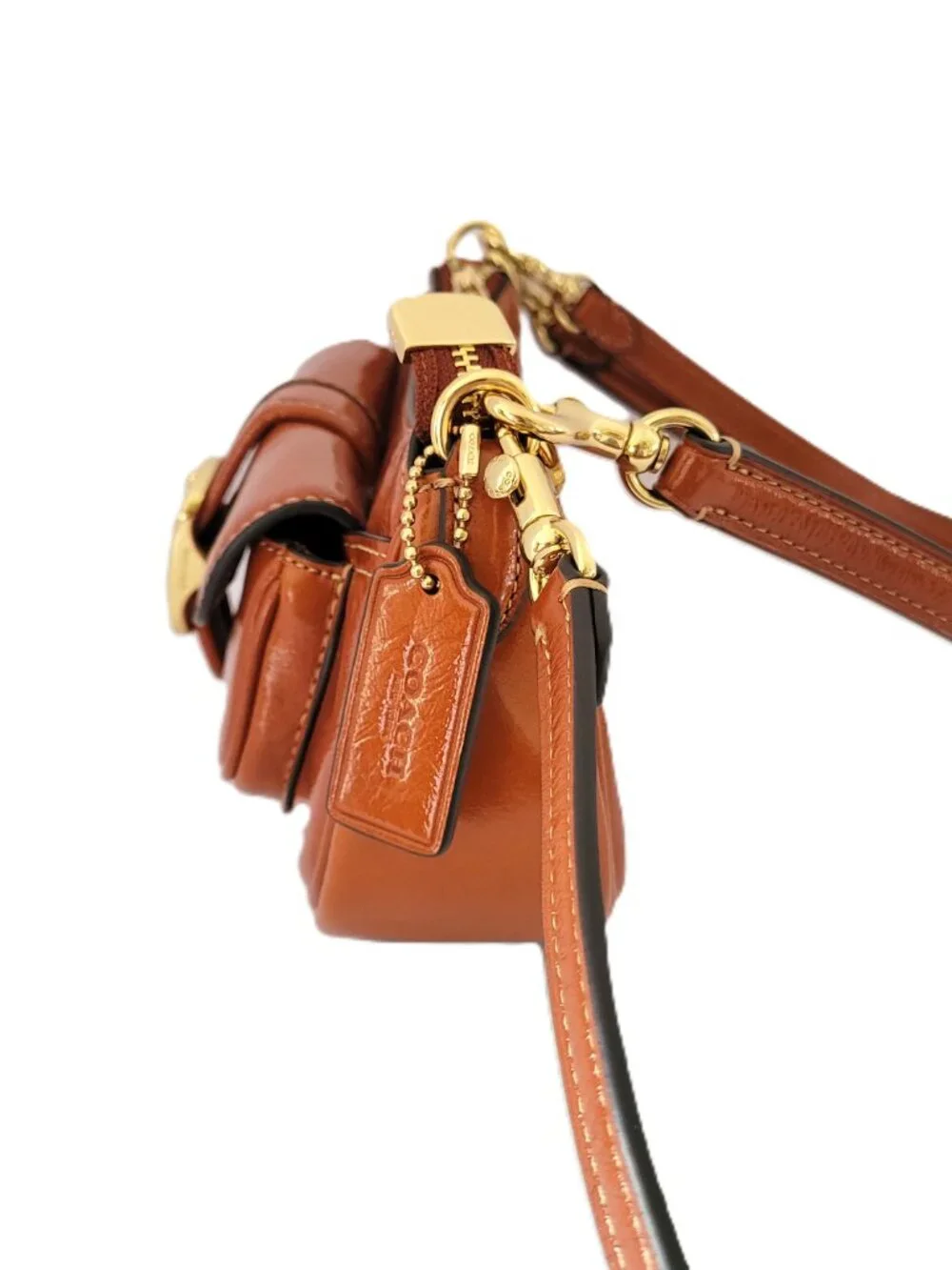 Coach CDB19 Ashton Mini Shoulder Bag Glazed Leather Crossbody Cinnamon Bag - Picture 4 of 7